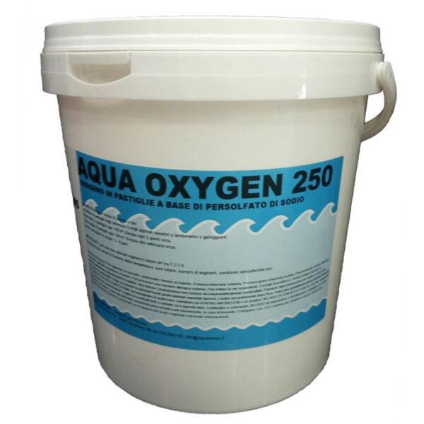AQUA OXYGEN 100 Ossigeno attivo in pastiglie da 100 grammi confezione da 6 kg 
Prodotto in quantità limitate
